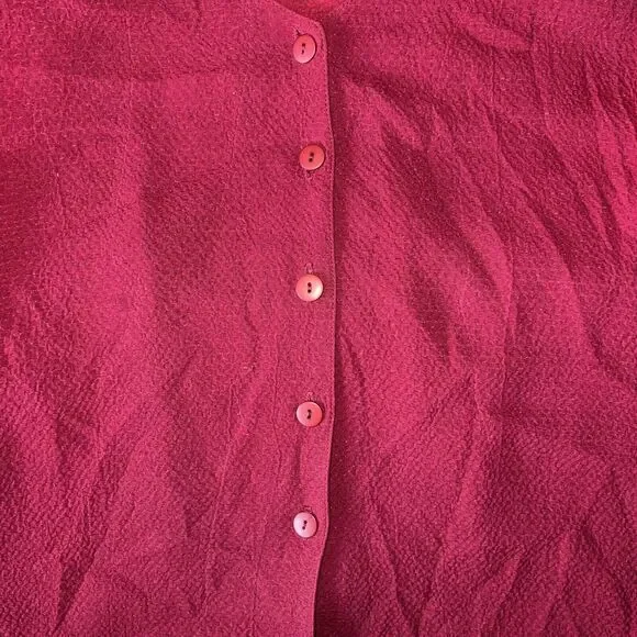 Ship N Shore Vintage 80s Womens L Blouse Red Button Up Rayon Top Back Bow Tie - Picture 4 of 9